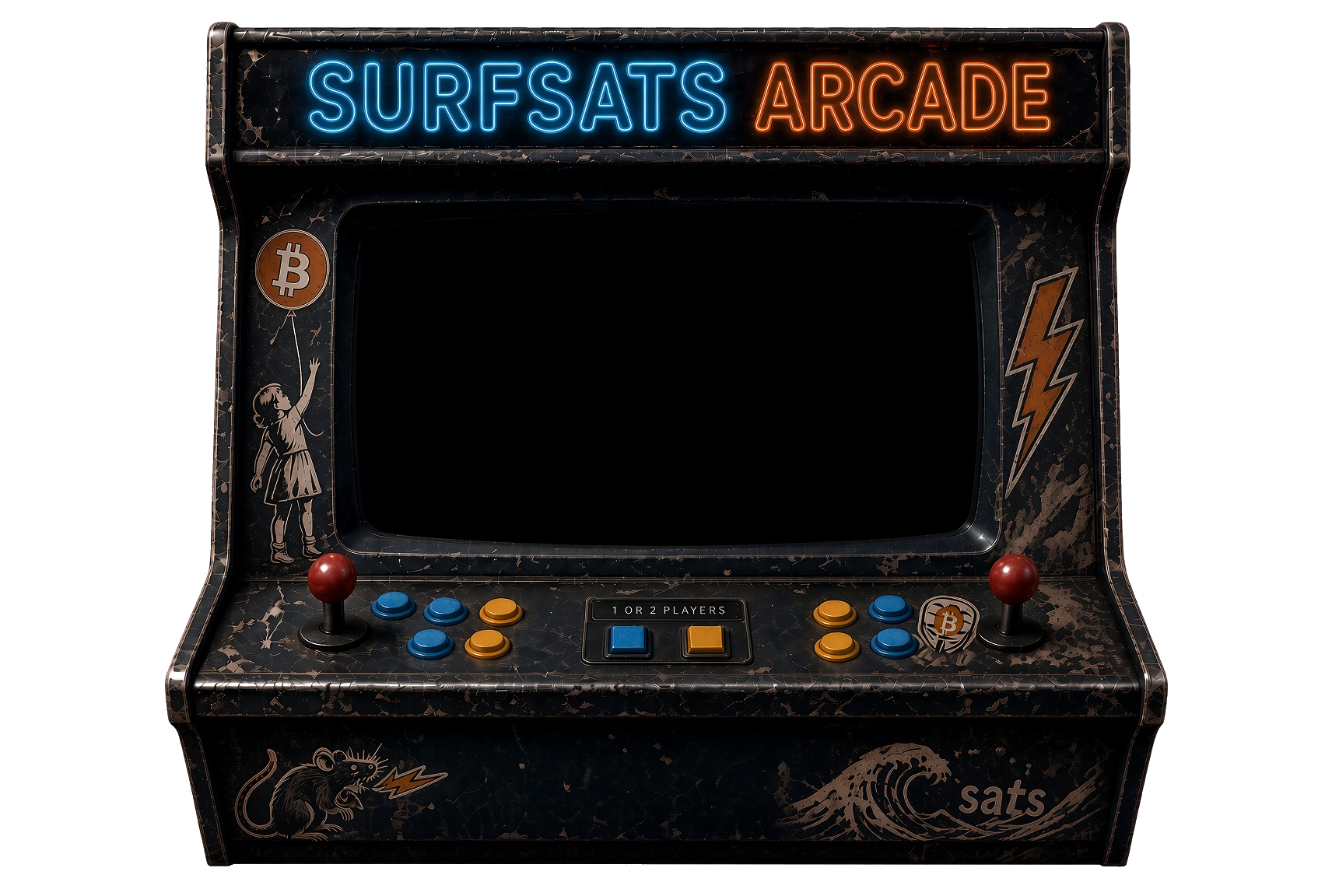 SurfSats arcade cabinet